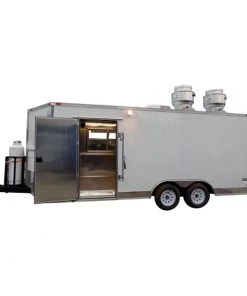 8.5' x 18' White Catering Event Concession Food Trailer With Appliances
