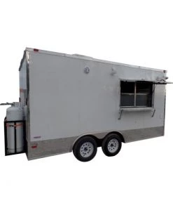 8.5' x 16' White Concession Food Trailer With Appliances