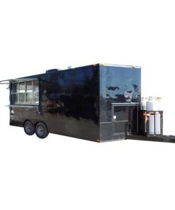 8.5' x 18' Concession Food Trailer Black With Appliances