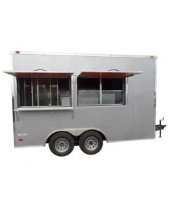 Cheap Concession Trailers Shop 34 8.5' x 14' Concession Trailer Silver Food Event Catering