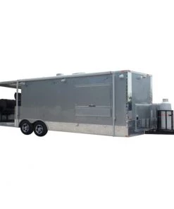 8.5' x 24' Concession Trailer Silver Frost BBQ Event Catering