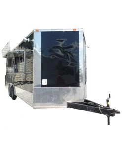 8.5' x 18' Concession Food Trailer Black Event Catering