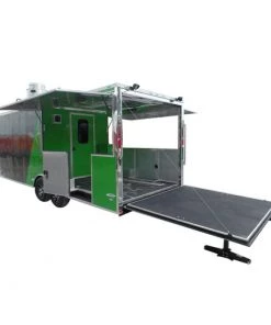 8.5' x 22' Concession Food Trailer Grey/Green With Appliances
