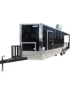 8.5' x 24' Concession Food Trailer Black BBQ Event