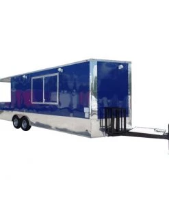 8.5' x 24' Concession Food Trailer Blue BBQ Event Catering
