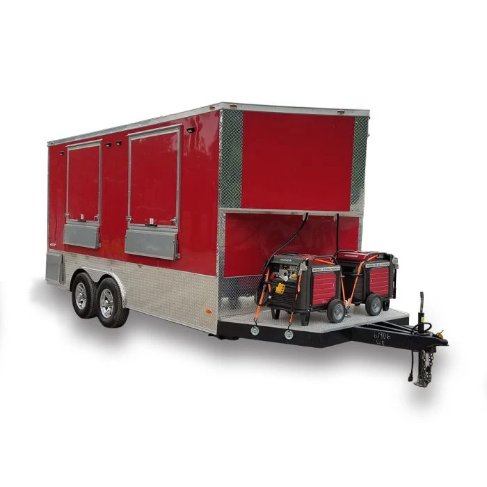 8.5' x 16' Red Half V-nose Half Flat Front Food Trailer With Appliances 1 8.5' x 16' Red Half V-nose Half Flat Front Food Trailer With Appliances