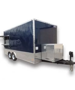 8.5' x 18' Indigo Blue Flat Nose Concession Food Trailer