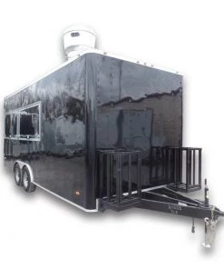 8.5' x 20' Black Concession Food Trailer With Appliances