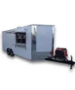 8.5' x 20' White Food Event Concession Trailer With Appliances