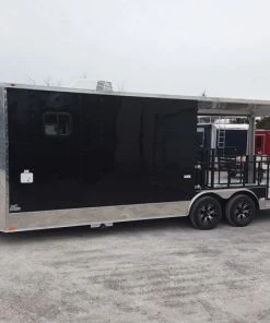 8.5' x 24' Black Porch Style BBQ Concession Food Trailer -Cheap Concession Trailers Shop dji 0459 1
