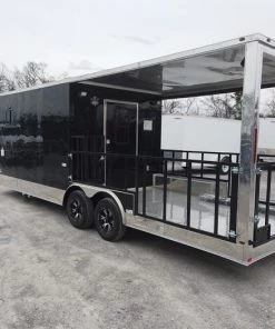 8.5' x 24' Black Porch Style BBQ Concession Food Trailer -Cheap Concession Trailers Shop dji 0460 1