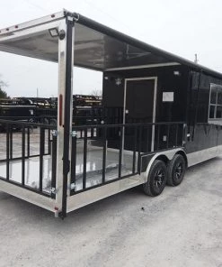 8.5' x 24' Black Porch Style BBQ Concession Food Trailer -Cheap Concession Trailers Shop dji 0462 1