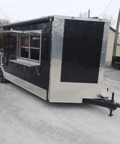 8.5' x 24' Black Porch Style BBQ Concession Food Trailer -Cheap Concession Trailers Shop dji 0465