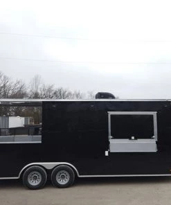 8.5' x 22' Black Porch Style Concession Food Trailer