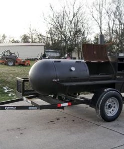 Smoker Trailer Pull Behind Wood 59"x 29" Charcoal Pit Wood Cage BBQ Cooker