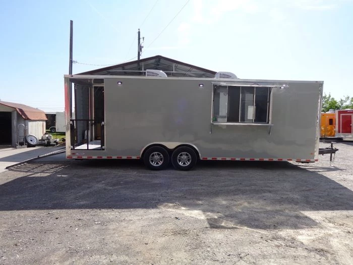 8.5' x 26' Dove Grey Flat Nose Concession Food Trailer 6 8.5' x 26' Dove Grey Flat Nose Concession Food Trailer - Image 6