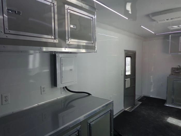8.5' x 26' Dove Grey Flat Nose Concession Food Trailer 24 8.5' x 26' Dove Grey Flat Nose Concession Food Trailer - Image 24