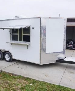 8.5' x 16' White Concession Food Trailer