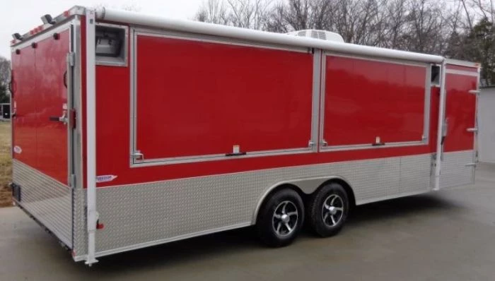 8.5' x 24' Enclosed Red Food Trailer Car Hauler Catering Event 13 8.5' x 24' Enclosed Red Food Trailer Car Hauler Catering Event - Image 13