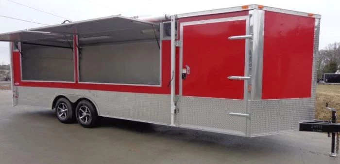 8.5' x 24' Enclosed Red Food Trailer Car Hauler Catering Event 17 8.5' x 24' Enclosed Red Food Trailer Car Hauler Catering Event - Image 17