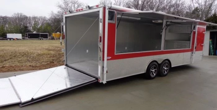 8.5' x 24' Enclosed Red Food Trailer Car Hauler Catering Event 21 8.5' x 24' Enclosed Red Food Trailer Car Hauler Catering Event - Image 21
