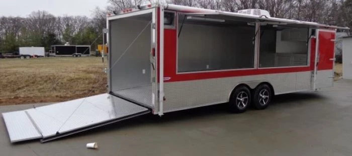 8.5' x 24' Enclosed Red Food Trailer Car Hauler Catering Event 4 8.5' x 24' Enclosed Red Food Trailer Car Hauler Catering Event - Image 4