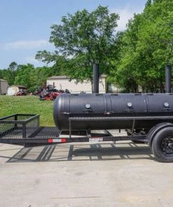 BBQ Smoker 300 Gallon Trailer Pull Behind 6x14 with (2) Wood Cages