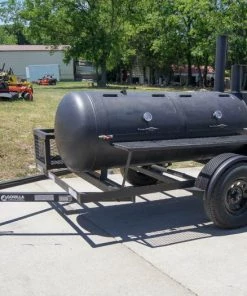 Cheap Concession Trailers Shop 9 Pull Behind BBQ Smoker 250 Gallon with 3500lb Axle 2 Rack 2 Stack
