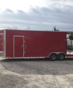 8.5' x 28' Victory Red Porch Style Enclosed Trailer