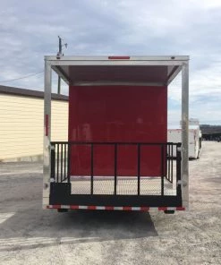 8.5' x 28' Victory Red Porch Style Enclosed Trailer -Cheap Concession Trailers Shop img 0104