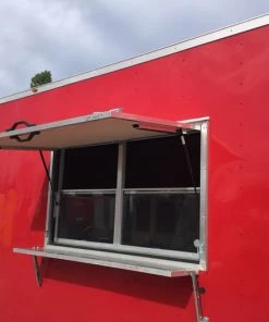 8.5' x 28' Victory Red Porch Style Enclosed Trailer -Cheap Concession Trailers Shop img 0109