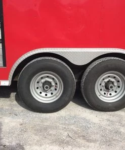 8.5' x 28' Victory Red Porch Style Enclosed Trailer -Cheap Concession Trailers Shop img 0110