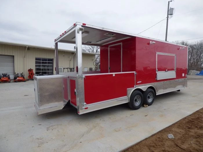 Concession Trailers 8.5'x24' Red - Food Catering Enclosed Kitchen Restroom 2 Concession Trailers 8.5'x24' Red - Food Catering Enclosed Kitchen Restroom - Image 2