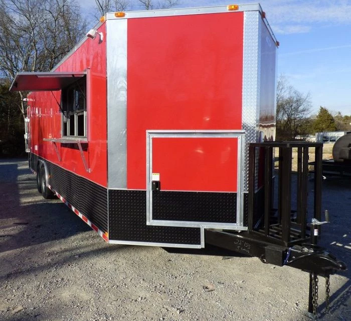 Concession Trailer 8.5' x 28' Red - Enclosed Food Catering Event 3 Concession Trailer 8.5' x 28' Red - Enclosed Food Catering Event - Image 3