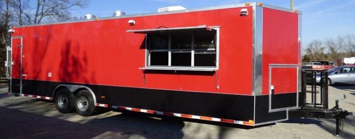 Concession Trailer 8.5' x 28' Red - Enclosed Food Catering Event 2 Concession Trailer 8.5' x 28' Red - Enclosed Food Catering Event - Image 2