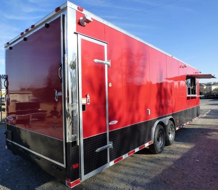 Concession Trailer 8.5' x 28' Red - Enclosed Food Catering Event 6 Concession Trailer 8.5' x 28' Red - Enclosed Food Catering Event - Image 6