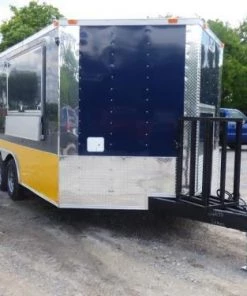 Concession Trailer 8.5'x14' Indigo Blue and Yellow - Food Catering Event -Cheap Concession Trailers Shop p1030411