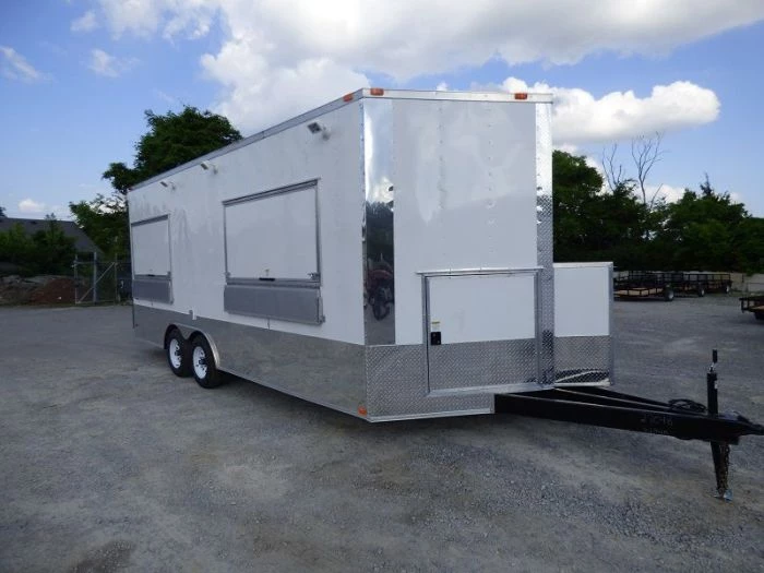 Concession Trailer 8.5'x20' White - Enclosed Kitchen (With Appliances) 2 Concession Trailer 8.5'x20' White - Enclosed Kitchen (With Appliances) - Image 2