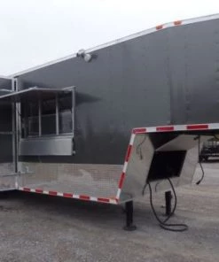 Concession Trailer Gooseneck Charcoal Gray 8.5' x 36' BBQ Smoker Event Catering -Cheap Concession Trailers Shop p1070581