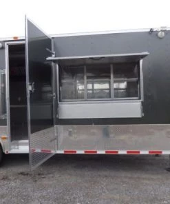 Concession Trailer Gooseneck Charcoal Gray 8.5' x 36' BBQ Smoker Event Catering -Cheap Concession Trailers Shop p1070582