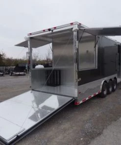 Concession Trailer Gooseneck Charcoal Gray 8.5' x 36' BBQ Smoker Event Catering -Cheap Concession Trailers Shop p1070584