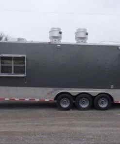 Concession Trailer Gooseneck Charcoal Gray 8.5' x 36' BBQ Smoker Event Catering -Cheap Concession Trailers Shop p1070588