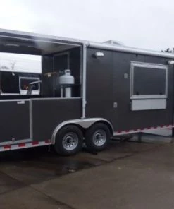 Concession Trailer Charcoal Gray 8.5' x 30' Gooseneck BBQ Smoker Catering Event -Cheap Concession Trailers Shop p1080205