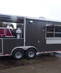 Concession Trailer Charcoal Gray 8.5' x 30' Gooseneck BBQ Smoker Catering Event -Cheap Concession Trailers Shop p1080207