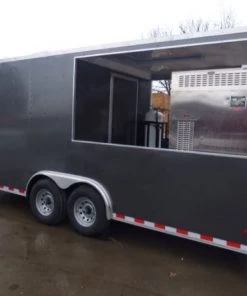Concession Trailer Charcoal Gray 8.5' x 30' Gooseneck BBQ Smoker Catering Event -Cheap Concession Trailers Shop p1080211