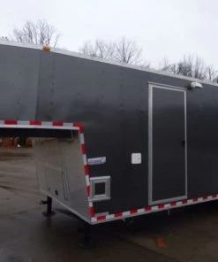 Concession Trailer Charcoal Gray 8.5' x 30' Gooseneck BBQ Smoker Catering Event -Cheap Concession Trailers Shop p1080212