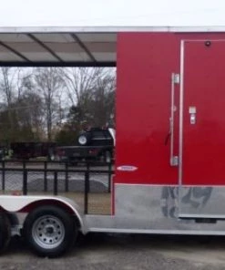 Enclosed Trailer 7' x 20' Red Hybrid Motorcycle Event Trailer -Cheap Concession Trailers Shop p1130091 small 1