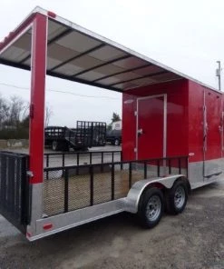 Enclosed Trailer 7' x 20' Red Hybrid Motorcycle Event Trailer -Cheap Concession Trailers Shop p1130092 small 1