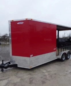 Enclosed Trailer 7' x 20' Red Hybrid Motorcycle Event Trailer -Cheap Concession Trailers Shop p1130096 small 1