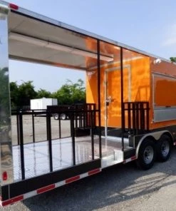 8.5' x 30' Concession Food Trailer Orange With Appliances 113 8.5' x 30' Concession Food Trailer Orange With Appliances -Cheap Concession Trailers Shop p1160116 1 1